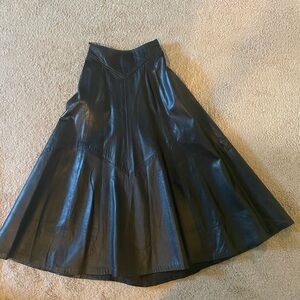 Saks Fifth Avenue genuine leather A-line skirt.